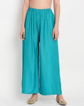 solid palazzos with elasticated waist