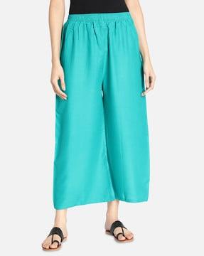 solid palazzos with elasticated waistband