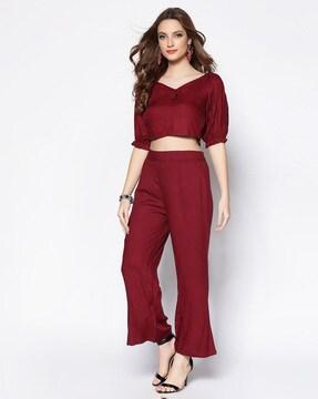 solid pant-suit set