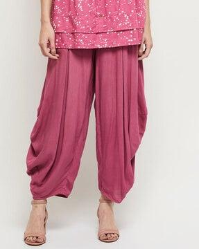 solid pants with mid rise waist