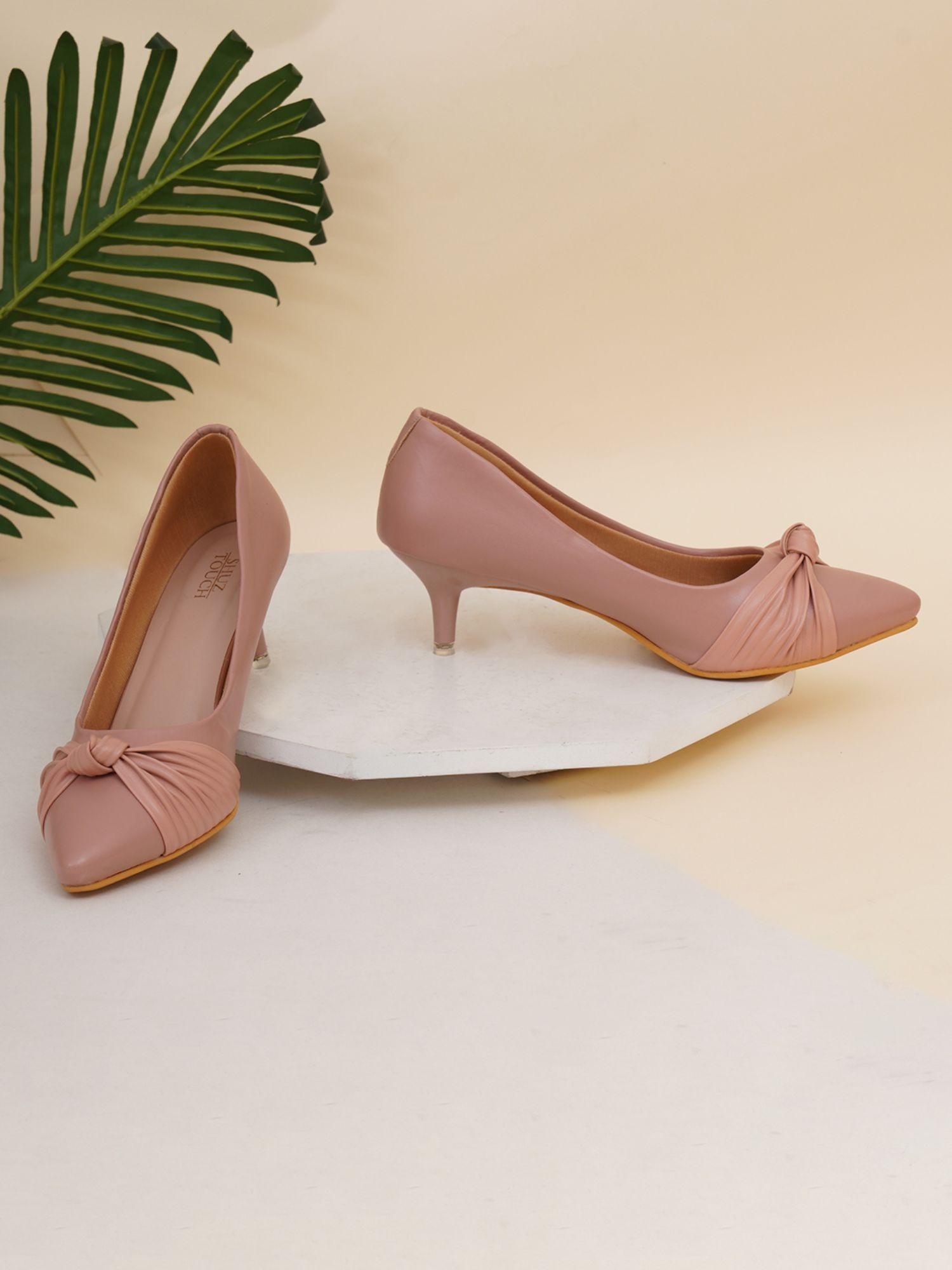 solid peach pointed toe pumps