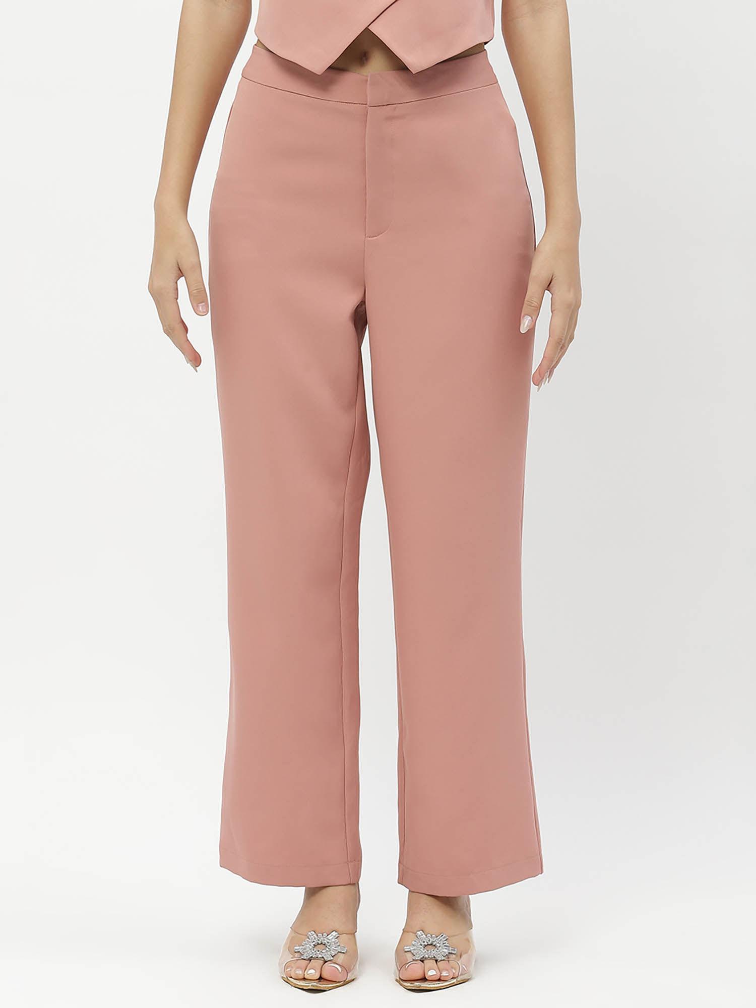 solid peach straight fit trouser