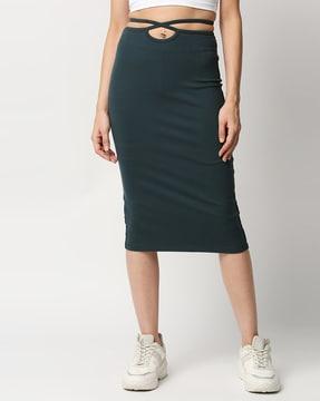 solid pencil skirt with midi length