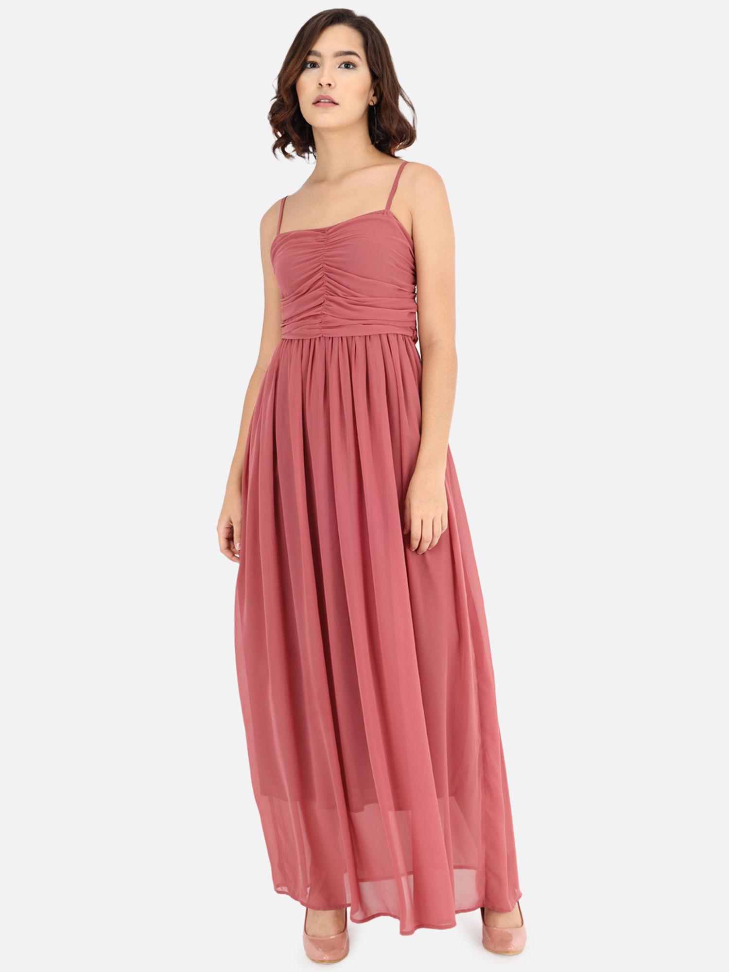 solid pink maxi dress