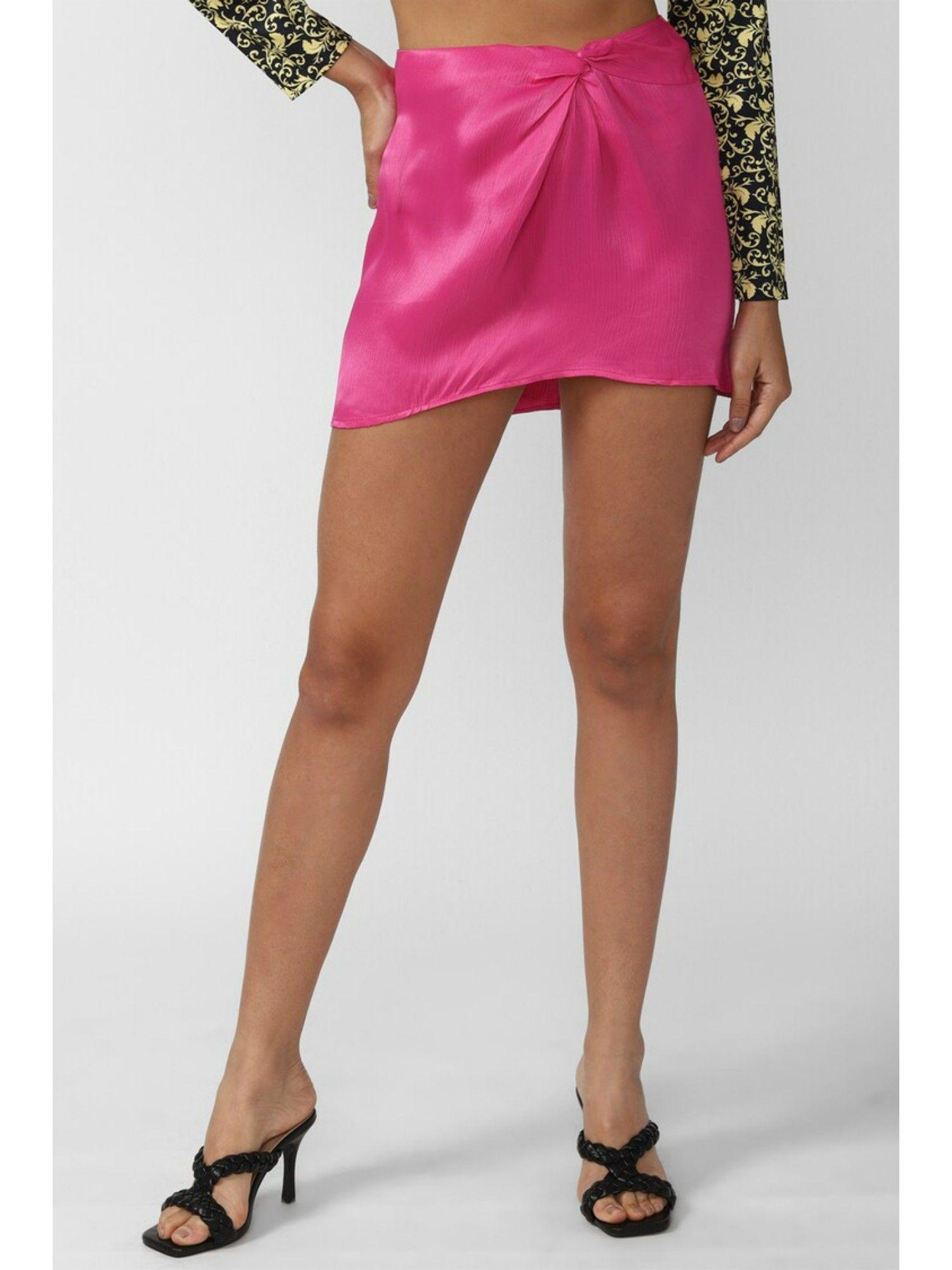 solid pink mini skirt