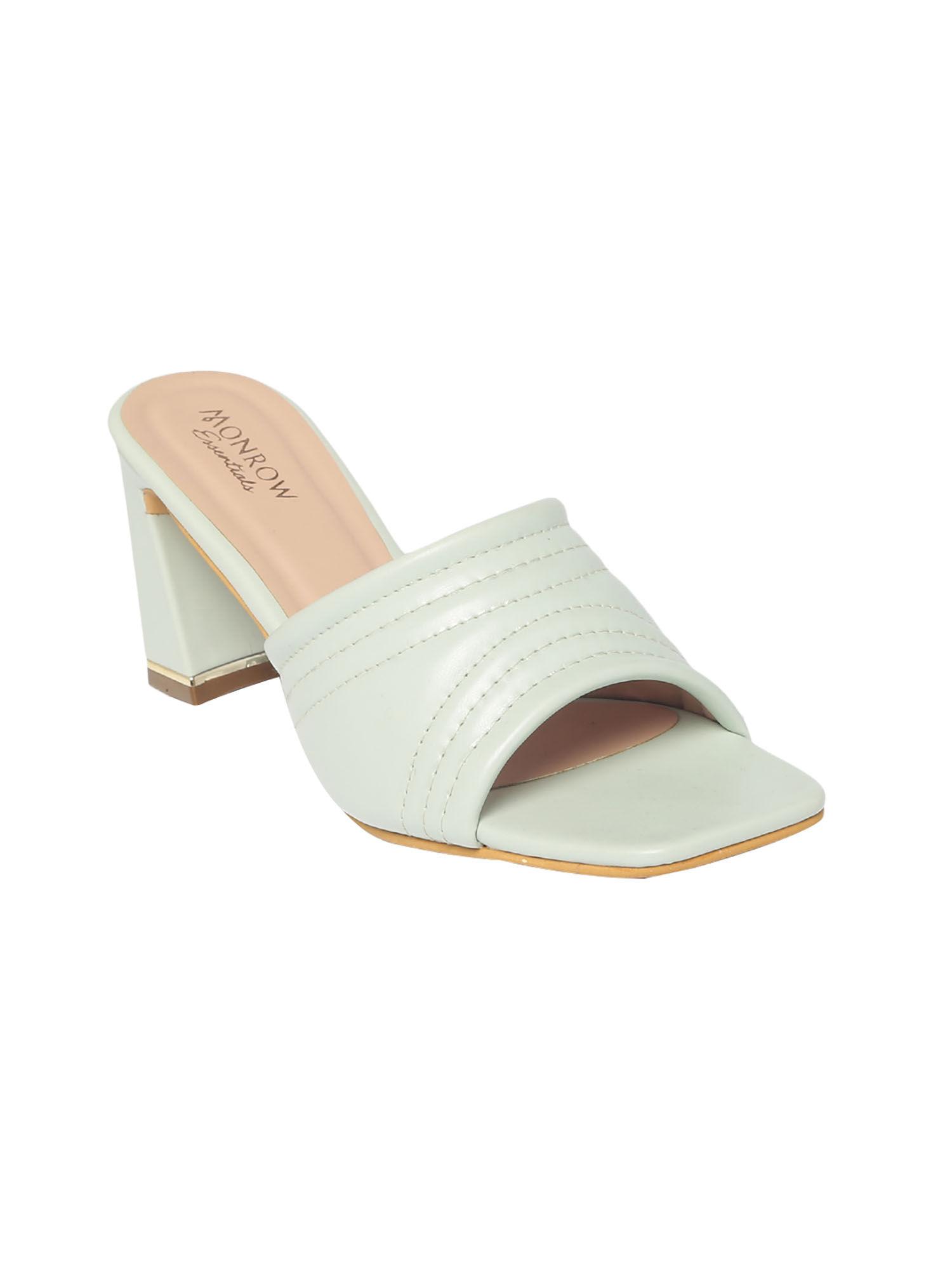 solid-plain teal block heels