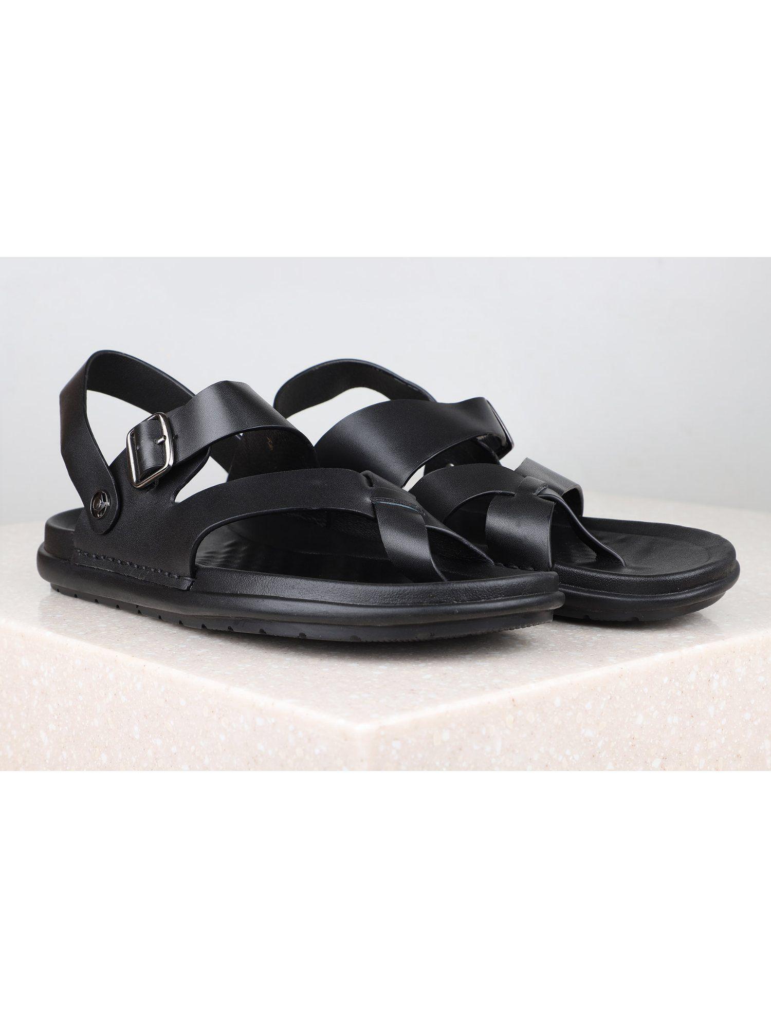 solid-plain black sandals
