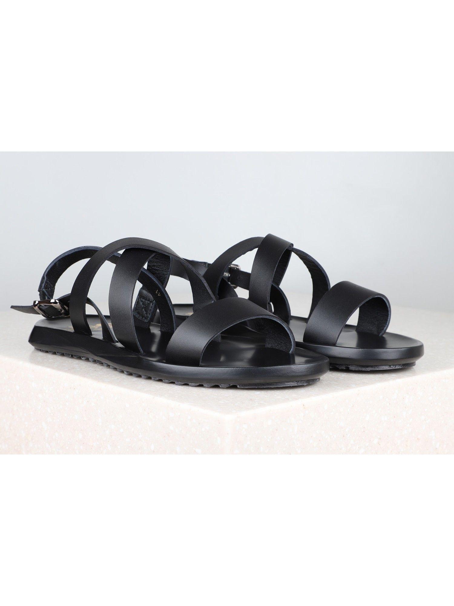solid-plain black sandals