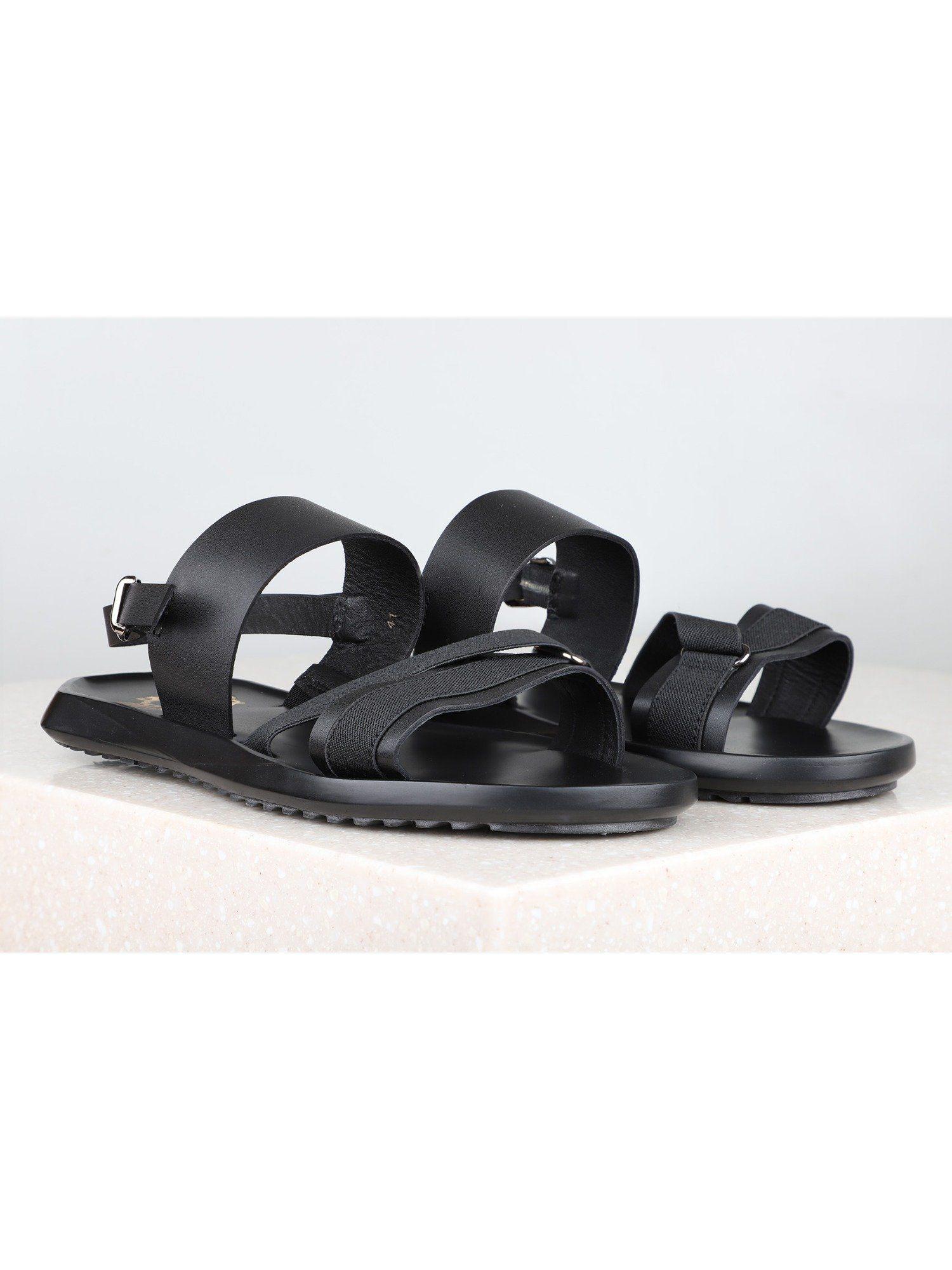 solid-plain black sandals