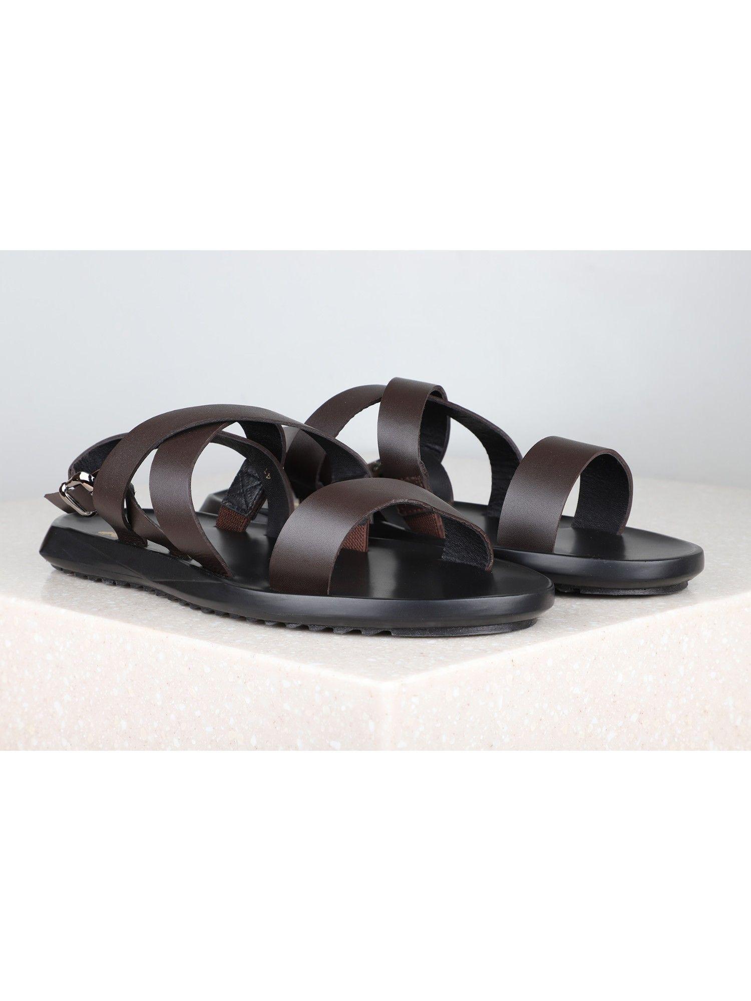 solid-plain brown sandals