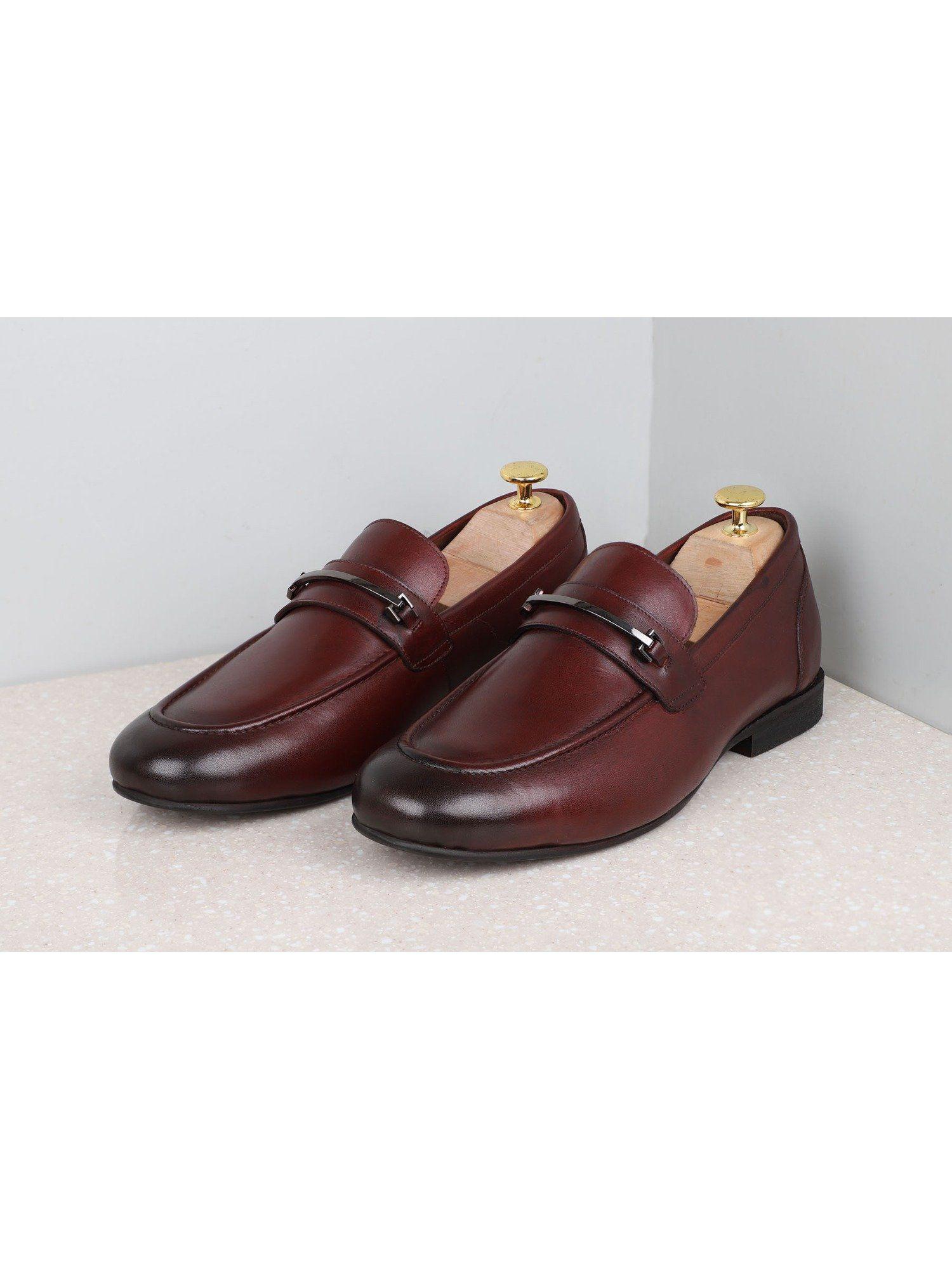solid-plain burgundy formal shoes