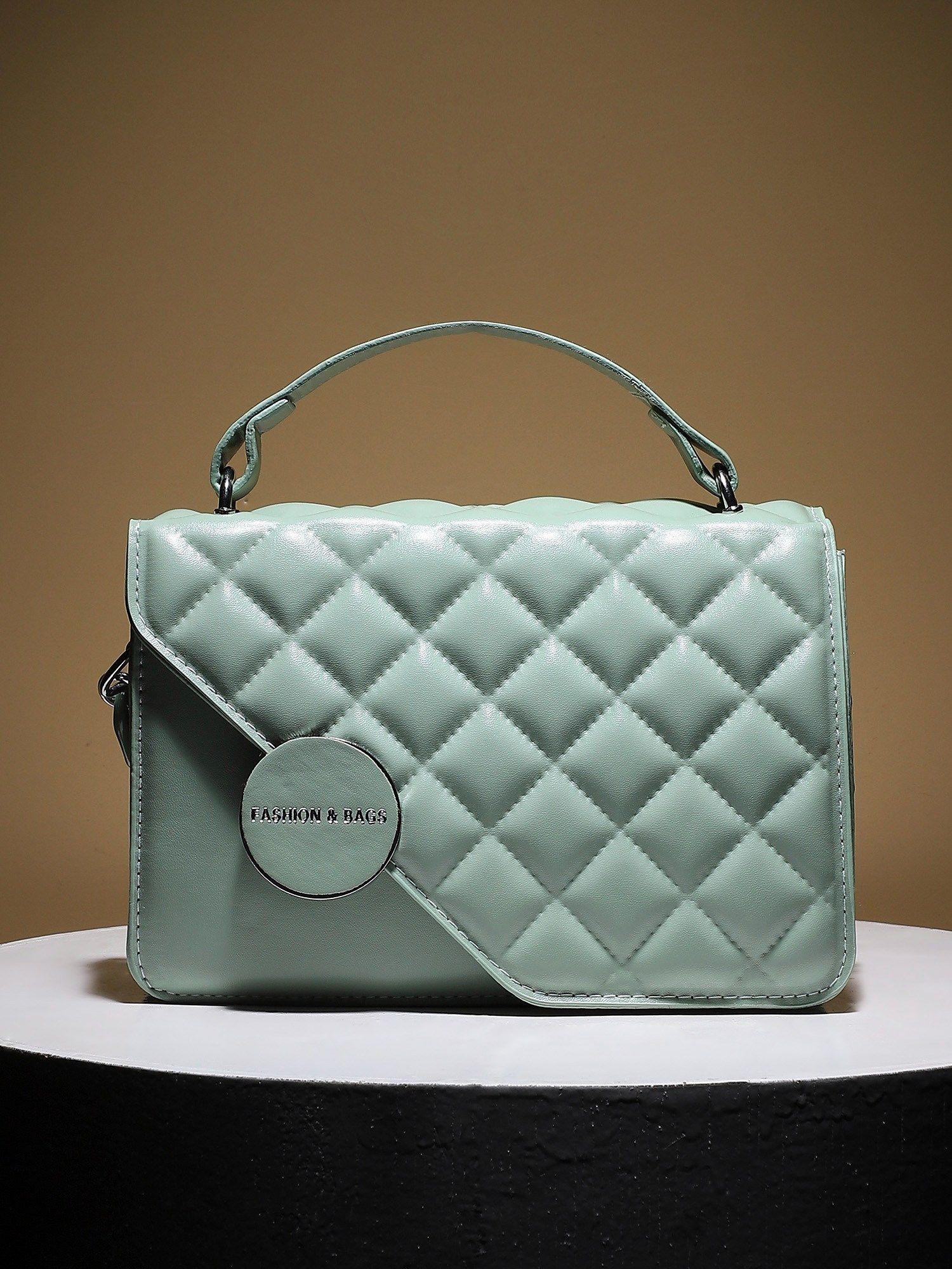 solid-plain flap handbag - mint green