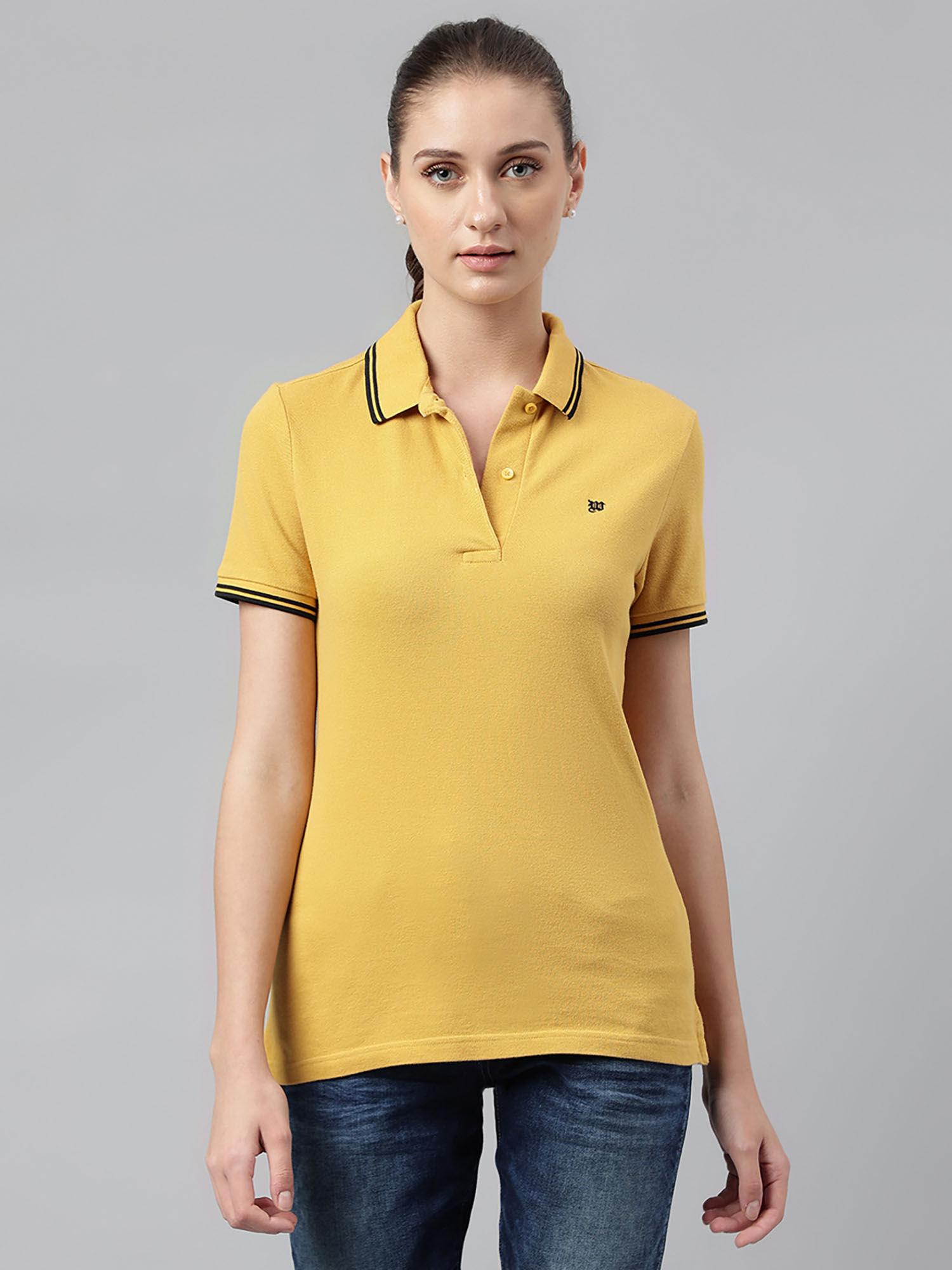 solid plain mustard polo t-shirts