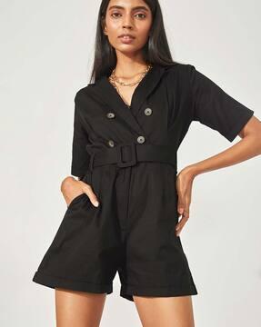 solid playsuit with belt