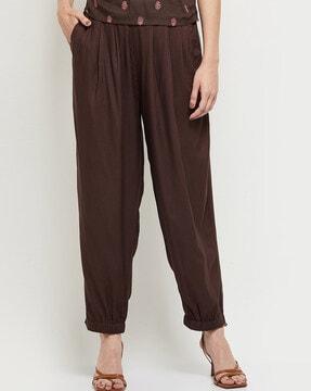 solid pleated pants