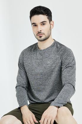 solid poly blend regular fit mens pullover - grey