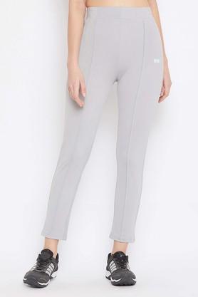 solid poly blend regular fit womens tights - grey