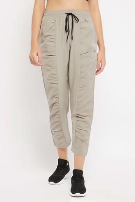 solid poly blend regular fit womens track pants - grey