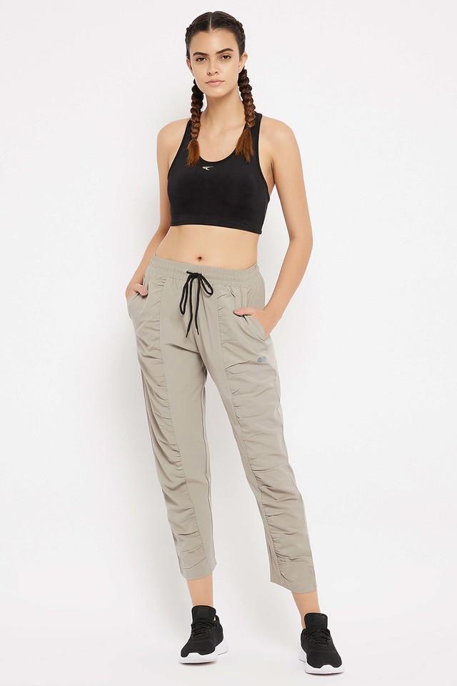 solid poly blend regular fit womens track pants