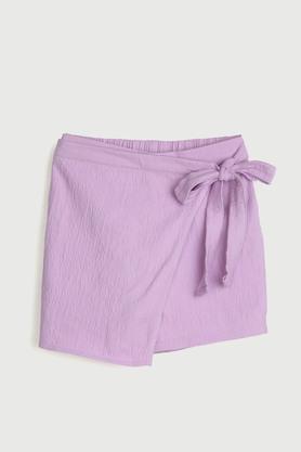 solid poly cotton regular fit girls skorts - lilac