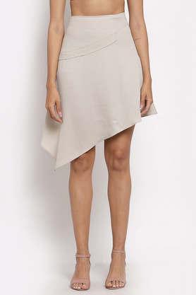 solid polyester a line fit women's skirt - grey