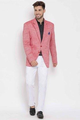 solid polyester blend regular fit men's suit - redre red