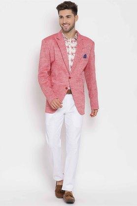 solid polyester blend regular fit men's suit - redre red