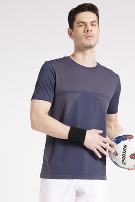 solid polyester blend regular fit men's t-shirt - navy