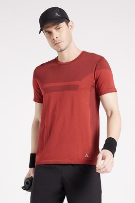 solid polyester blend regular fit men's t-shirt - orange