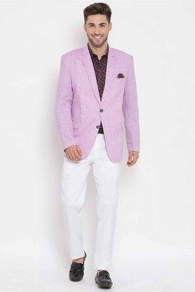 solid polyester blend regular fit mens suit - lpupu purple