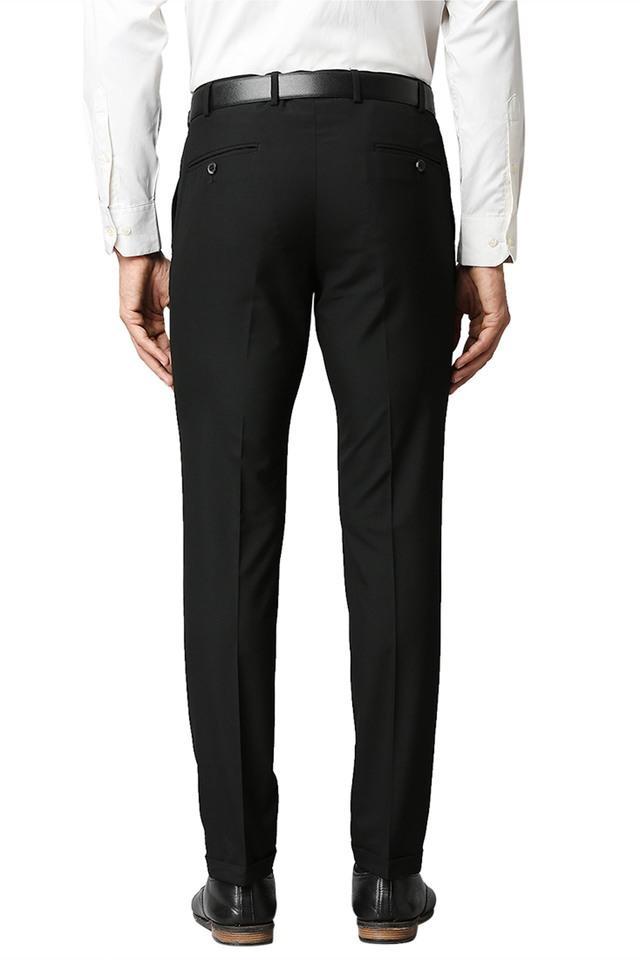 solid polyester blend regular fit mens work wear trousers