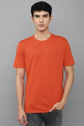 solid polyester blend slim fit men's t-shirt - orange