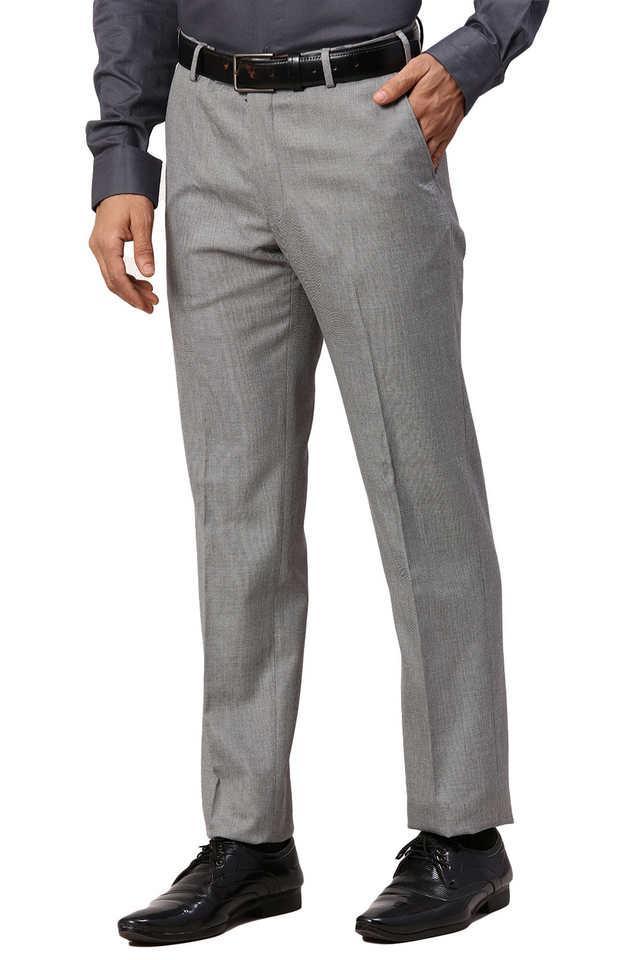 solid polyester blend slim fit mens formal trousers