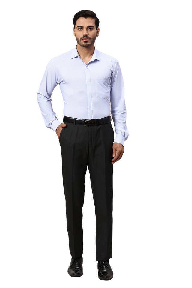 solid polyester blend slim fit mens formal trousers