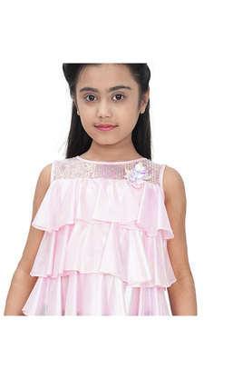solid polyester girls top - pink