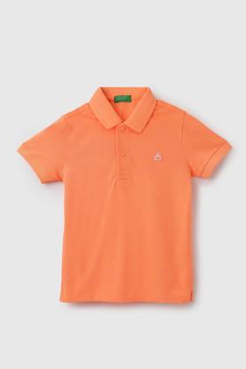 solid polyester polo boys t-shirt - orange
