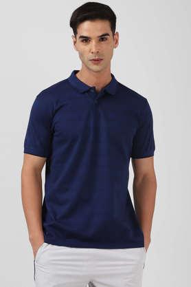 solid polyester polo men's t-shirt - blue