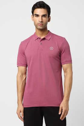 solid polyester polo men's t-shirt - pink