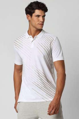 solid polyester polo men's t-shirt - white