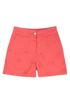 solid polyester regular fit girls clothing set - pink