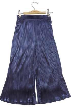 solid polyester regular fit girls culottes - navy