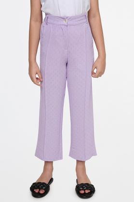 solid polyester regular fit girls trousers - purple