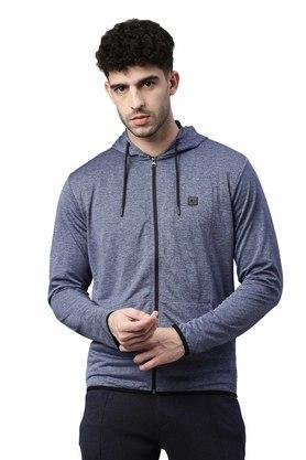 solid polyester regular fit men's sweatshirt - blue
