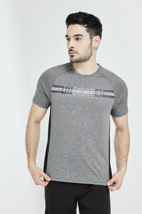 solid polyester regular fit men's t-shirt - dark grey
