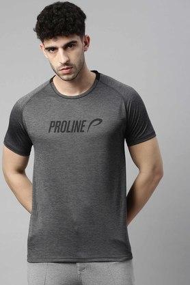 solid polyester regular fit men's t-shirt - grey