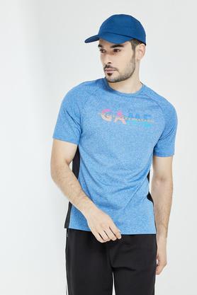 solid polyester regular fit men's t-shirt - ice blue