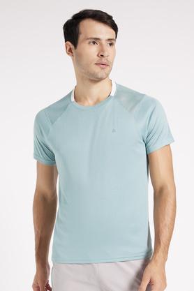 solid polyester regular fit men's t-shirt - sea green