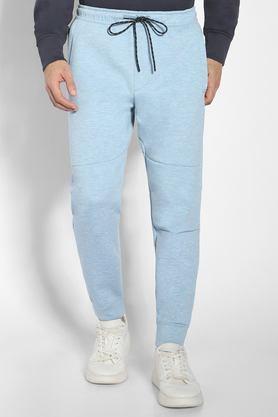 solid polyester regular fit men's track pants - blue