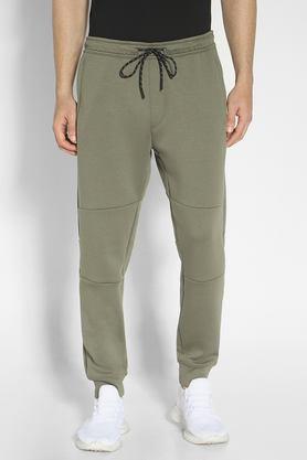 solid polyester regular fit men's track pants - green