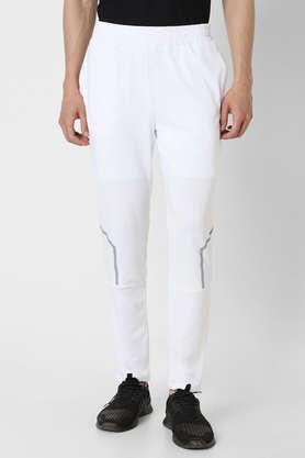 solid polyester regular fit men's track pants - white